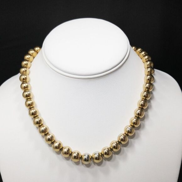 VINTAGE SIGNED NAPIER HEAVY GOLD TONE 16 1/4" NECKLACE - Picture 4 of 11
